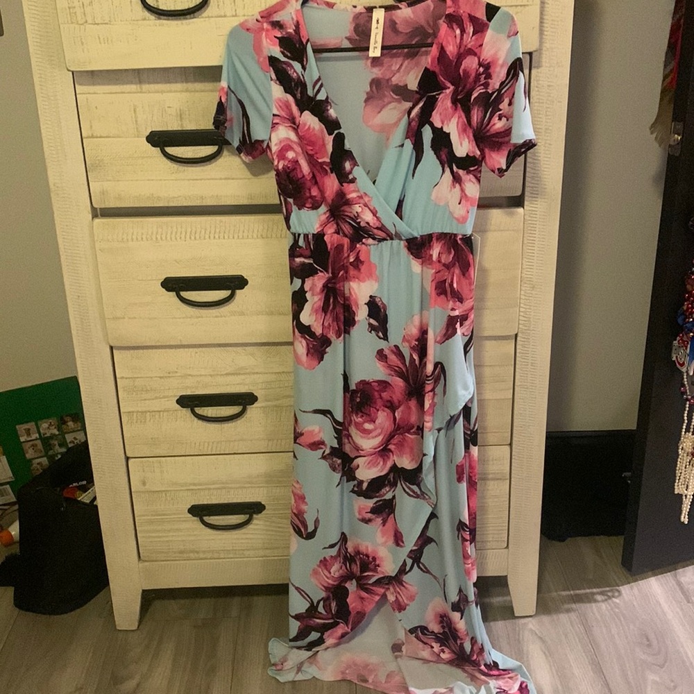 Short sleeve high low maxi dress from Red Dress